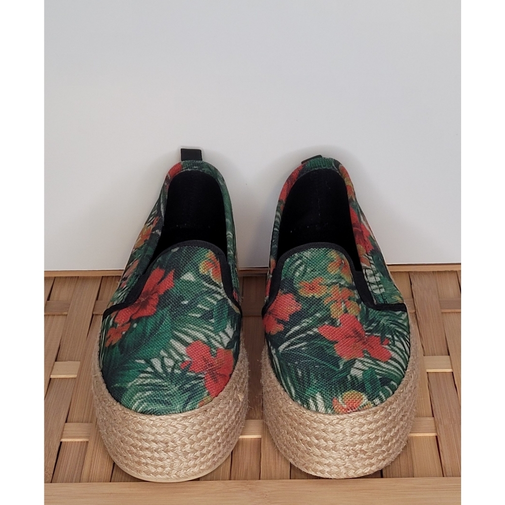 Zara Tropical Flower Leaf Platform Flat - Picture 3 of 8